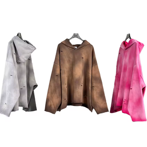 Pull unisexe boxy en détresse Sun faded Hoodies haute qualité tie dye oversize drop shoulder sweat à capuche personnalisé lavage à l'acide Hoodies - Product Image 3