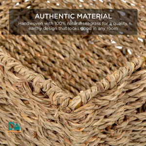 High Quality Durable Natural Seagrass <b>Woven</b> Storage <b>Basket</b> with Handle for Kitchen Wardrobe & Living Room Use - Product Image 4