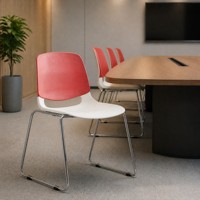 Chaise de conférence moderne, siège de formation, chaise de réunion, chaise d'auditorium, chaise de salle de classe avec structure en métal thermolaqué, design ergonomique en plastique