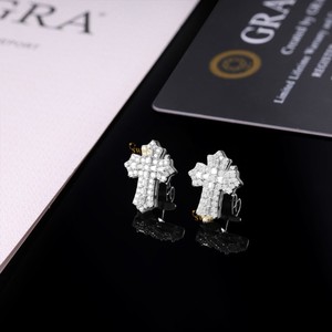Boucles d'oreilles en or massif 10 carats avec moissanite, coupe ronde brillante, bijoux unisexes, cadeau pour fête, fiançailles, mariage, anniversaire - Product Image 1