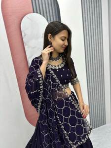 <b>Hot</b>& Pretty Look Super Best Quality Wedding Season Wear Faux Georgette Fabric Lightweight Lehenga Choli With Same Dupatta Set - Product Image 3