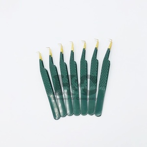 Pinzas J Forma curva Pinzas de aislamiento más vendidas Dard Extensión de pestañas de visón verde Pinzas sostenibles Logotipo probado - Product Image 4