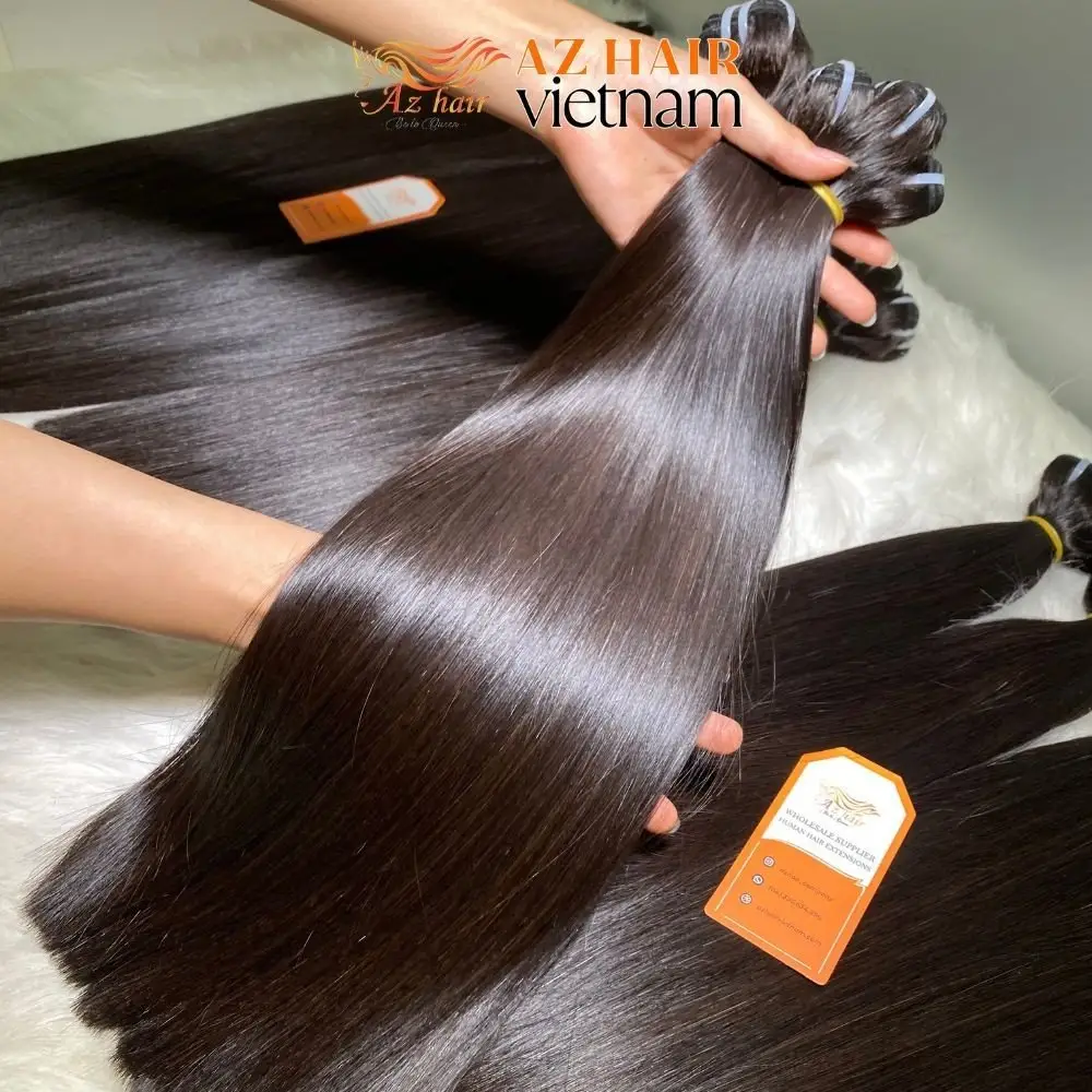 Tersedia untuk dikirim sekarang rambut Virgin Vietnam kualitas Premium 100% ekstensi rambut pakan lurus tulang warna alami