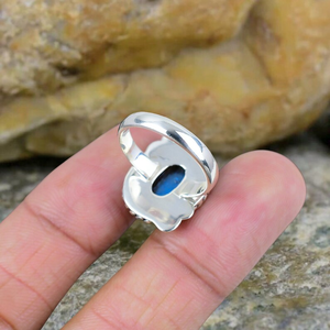 อัญมณีธรรมชาติหรูหราเครื่องประดับเงิน925สเตอร์ลิงเงิน labradorite แหวนรูปไข่ของขวัญสำหรับเธอโดยตรงราคาโรงงาน - Product Image 6