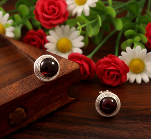 ต่างหูเงินแท้ 925 ชุบทอง สไตล์โบฮีเมียน ประดับพลอยโกเมน สำหรับงานหมั้น งานครบรอบ หรือเป็นของขวัญ - Product Image 4