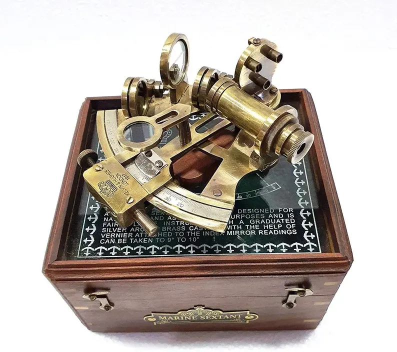 Télescope nautique Antique en laiton Maritime, Instruments de bateau avec boîte en bois, 1 pièce