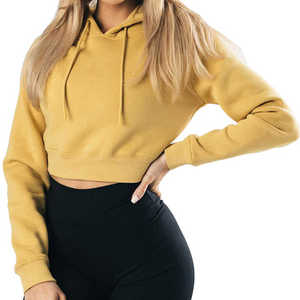 <b>Women's</b> Crop <b>Top</b> Hoodie Casual Oversize Long Pullover Hoodies & Sweatshirts Custom Printed 100% Cotton - Product Image 1