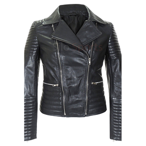 Vente-Collection OEM Veste en cuir noir originale pour femmes de haute qualité et basse quantité minimale de commande Vestes en cuir de mode chauffantes d'hiver taille plus - Product Image 1