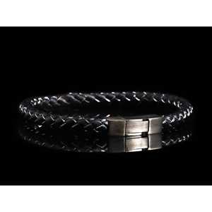 Grey Piped <b>Leather</b> Click <b>Bracelet</b> - Product Image 2