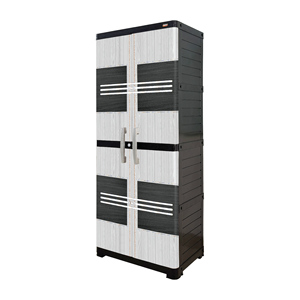 Deluxe Rounded Double Door Plastic Furniture Cabinet/<b>Wardrobe</b>/Closet with <b>Large</b> Storage Organizer for Bedroom Office Living Room - Product Image 6