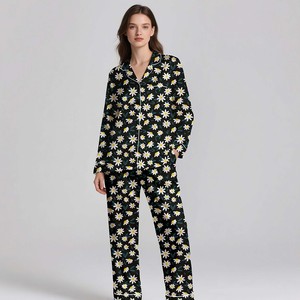 Women Luxury Breathable Silk Satin Pajamas Set Classic Elegant Design <b>Summer</b> Spring Customizable - Product Image 5
