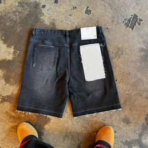 Fabricant personnalisé en détresse Patch broderie logo hommes Vintage lavage strass Denim Jeans Shorts Jorts homme - Product Image 6