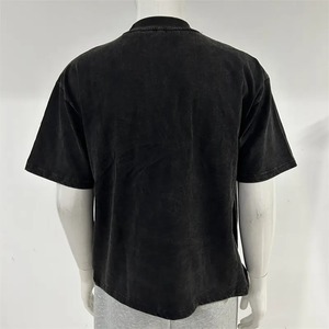 Nueva ropa de calle, camiseta de gran tamaño con hombros caídos, camiseta de manga larga con cuello de doble capa boxy desgastada Vintage para hombre - Product Image 3
