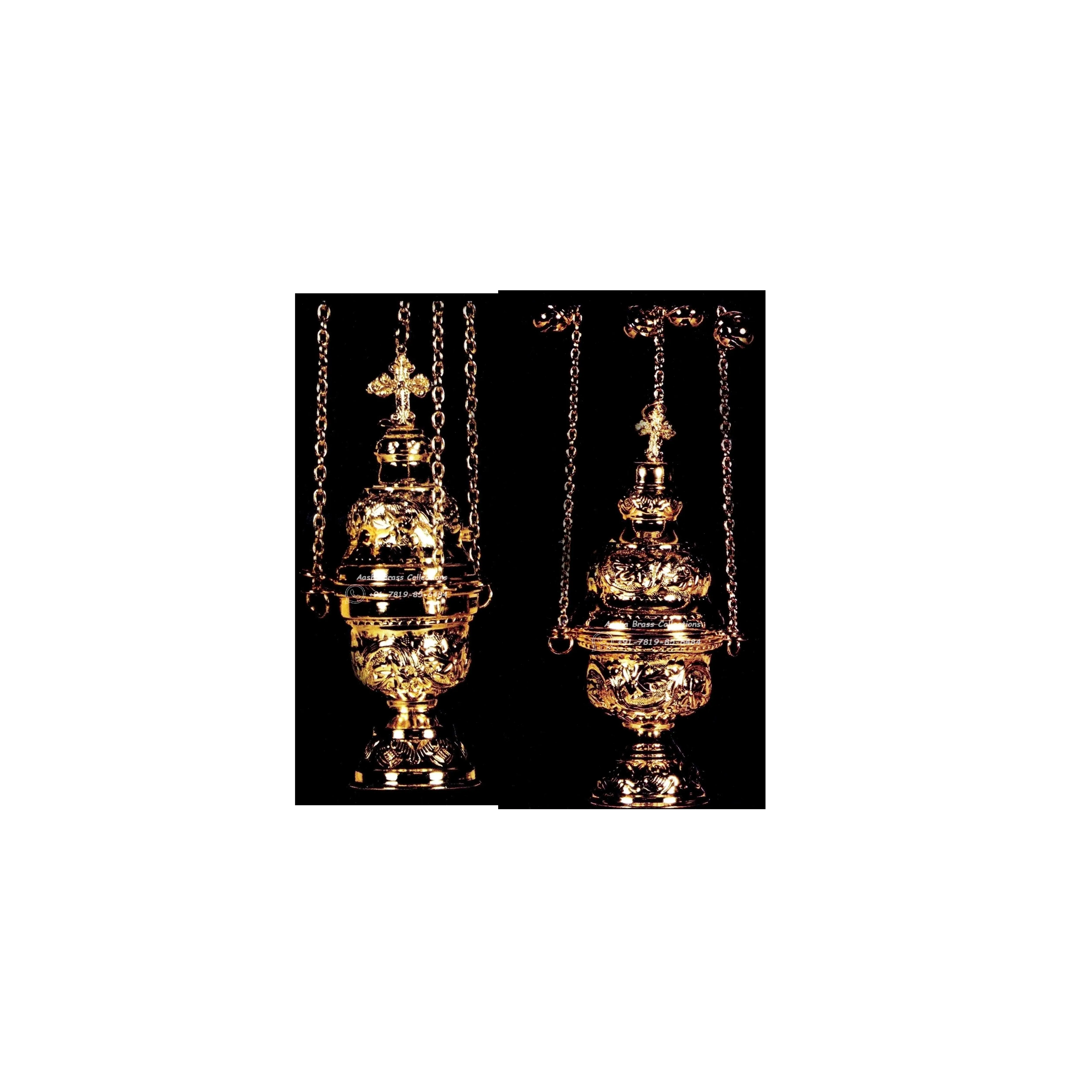 Orthodox Eclesiastical Products Church Hanging Censer Supplies Church Made in Brass 2モデル-7のセット