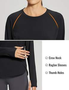 Hauts d'entraînement à manches longues pour femmes personnalisées avec trous pour les pouces et poche à glissière | Fournisseur direct d'usine | Exportateur B2B - Product Image 3