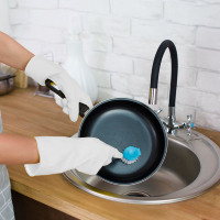 Offre StockLot : Gants en caoutchouc blanc latex doublés coton, 17 mil d'épaisseur, bonne élasticité, lavables, réutilisables, protection des mains
