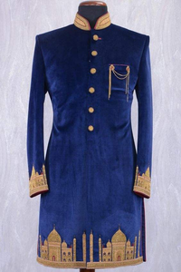 -- NEWLY--ELEGANT---INDO--WESTERN--SHERWANI con pantalón con bordado de BEAUTIFUL--ZARDOZI para fiesta y vestido de boda @ 2022 - Product Image 6