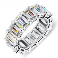 Bague de fiançailles et de mariage en argent 925 plaqué or avec diamant de laboratoire taille émeraude serti en canal, certificat IGI, pour femme - Munjani