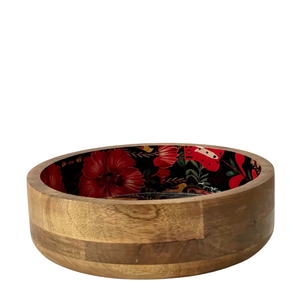 Bandeja Decorativa de Madera Hecha a Mano Ecológica Mina Work con Diseño Floral Oscuro de Aves, Recubierta de Resina, para Servir en Bodas y Diwali - Product Image 3