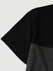 T-shirt surdimensionné décontracté de haute qualité avec logo personnalisé T-shirt en coton hip hop lourd pour hommes T-shirt bicolore pour hommes - Product Image 3