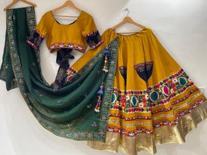 Designer Cotton Mirror Work Chaniya Choli Women Traditional Embroidered <b>Lehenga</b> <b>Skirt</b>( 11 meera traditional navratri) - Product Image 1