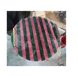 Plateau de service écologique en résine et bois au fini lisse Plats ronds classiques Décor de salle à manger traditionnelle Plateau à fruits de luxe - Product Image 3