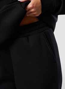 Pantalon de survêtement en dentelle d'hiver pour femmes noir personnalisé pantalon de jogging en tissu polaire éponge doux haute demande pantalon/pantalon - Product Image 5