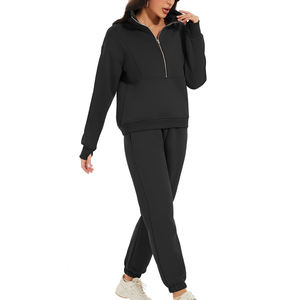 Col rabattu polaire coton vêtements de sport hiver respirant survêtements 2025 logo personnalisé impression survêtement pour femmes - Product Image 2