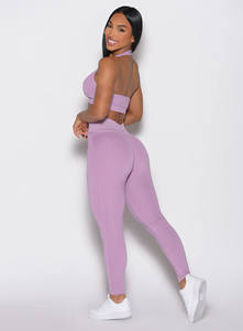 Leggings de yoga taille élastique de raisin fumé personnalisés en Offre Spéciale Leggings de levage de fesses taille haute Leggings de gymnastique durables pour les femmes - Product Image 6