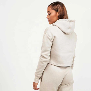 100% Woven Winter Women <b>Hoodie</b> and Jogger Set Cropped Top Oversized Sweatshirt Tracksuit with Custom Printing - Product Image 5