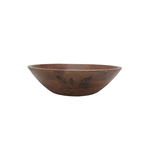Bol à fruits décoratif classique en bois de forme ronde fini naturel pour la cuisine et les aliments et collations de table bols de service faits à la main - Product Image 1