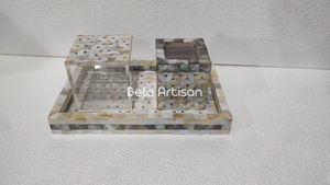 Brûleur Bakhoor moderne avec dôme en verre Base incrustée de nacre - Product Image 5