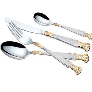 Juego de 4 cubiertos de acero inoxidable usados en utensilios de cocina, mesa de café, hogar, cubiertos chapados en Color plateado, mango de Color negro - Product Image 3