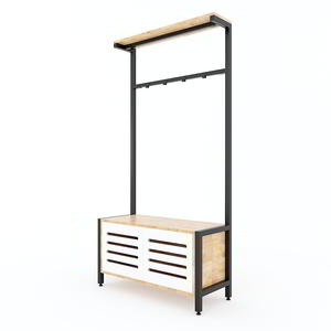 Industrial-Style Space-Saving Extendable Living Room <b>Shoe</b> Cabinet with Integrated Clothes <b>Rack</b> (UBAN 86x35x172cm) Freestanding - Product Image 1
