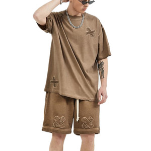 Conjunto de pantalones cortos unisex de gran venta de alta calidad disponible en varios colores conjunto de verano holgado de gran tamaño con etiqueta personalizada - Product Image 3