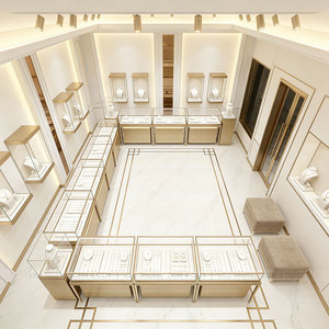 Comptoir de présentation de bijoux en forme de <span class=keywords><strong>L</strong></span> avec éclairage LED, vitrine à bijoux pour la décoration de plafond intérieur dans les bijouteries - Product Image 4