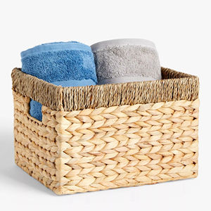 Panier de rangement en jacinthe d'eau avec bordure contrastée, panier de rangement fait à la main, vente en gros, écologique, fabriqué au Vietnam - Product Image 1