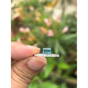 Vintage <b>Emerald</b> Blue Topaz <b>Ring</b> 925 Sterling <b>Silver</b> Handmade Gemstone <b>Ring</b> Wholesale Jewelry Supplier - Product Image 6