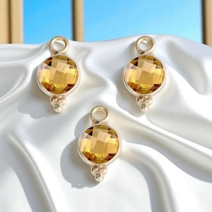 <b>Neon</b> Apatite Gold Plated 6mm Round Bezel Setting Women's Fashion Pendants & Charms Jewelry Making Supplies with Inlay Technology - Product Image 2