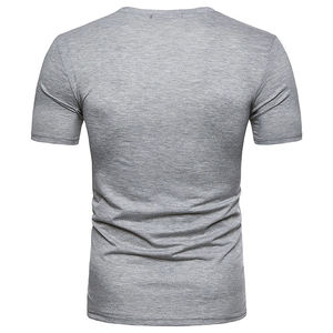 T-shirt décontracté à manches courtes pour hommes T-shirt en pur coton avec logo personnalisé T-shirt sérigraphié de couleur unie - Product Image 2