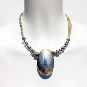 Atractivo Collar de plata con aspecto de mujer estilo Vintage de lujo hecho a mano de Metal y algodón para fiesta, boda o regalo X Mas - Product Image 3