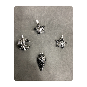 Pendentif enroulé en fil en forme d'étoile en forme de croissant d'obsidienne noire bijoux de mode personnalisés en vente en vrac personnalisés - Product Image 4