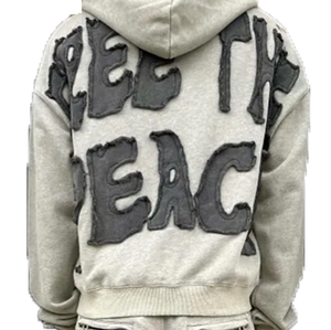 Customize Logo Embroidery Distressed Patch Hoodie 100% Cotton Cropped Raw Hem Streetwear for Men Plain Dyed for Winter - Product Image 4