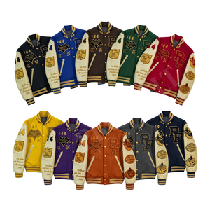 Vestes de baseball universitaires en cuir et laine mélangée à prix de gros, vente chaude, prix bas, pour hommes - Product Image 1