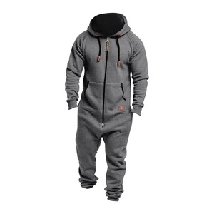 Mono con capucha de invierno para hombre 2024 100% algodón polar de talla grande suelto Casual Sportwear chándal cintura elástica una pieza - Product Image 3