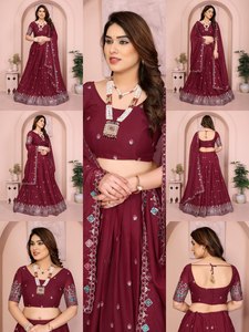 Lehenga Collection Thar Lehenga (Cosido) Lehenga Nuevo lehengha choli rojo oscuro con dupatta - Product Image 6