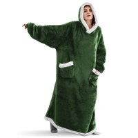 Hiver Plaid Long Flanelle Couverture Fleece Robe Hooded Overall Blanket Sweaters Oversized Unisex Pullover Faux Cashmere Puffy Coat