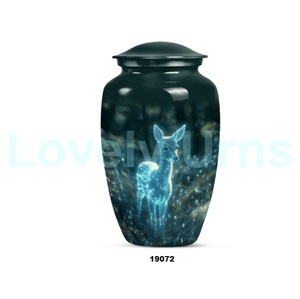 Cerf de qualité supérieure dans l'urne de crémation en aluminium de forêt pour les cendres humaines avec sac en velours gratuit - Product Image 4