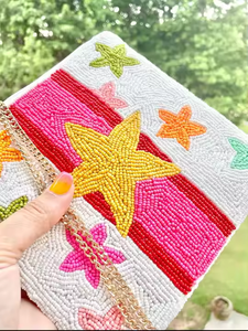 MD HANDICRAFTS elegante pequeño patrón tradicional indio bordado monedero hecho a mano diseño de estrella bolso de mano promocional - Product Image 3