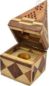 Natural Finish Wooden <b>Incense</b> Burner Box for <b>Incense</b> Sticks and <b>Cones</b> with Ash Catcher - Product Image 2